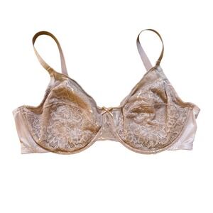 HSIA Lace Underwire Bra Women Nude Pink Excellent Full Coverage Unlined SIZE 42D
